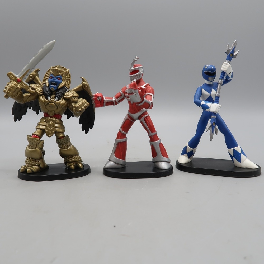 Lot of 3 Funko Power Rangers Hero World Series Red, Blue, and Goldar Figure base